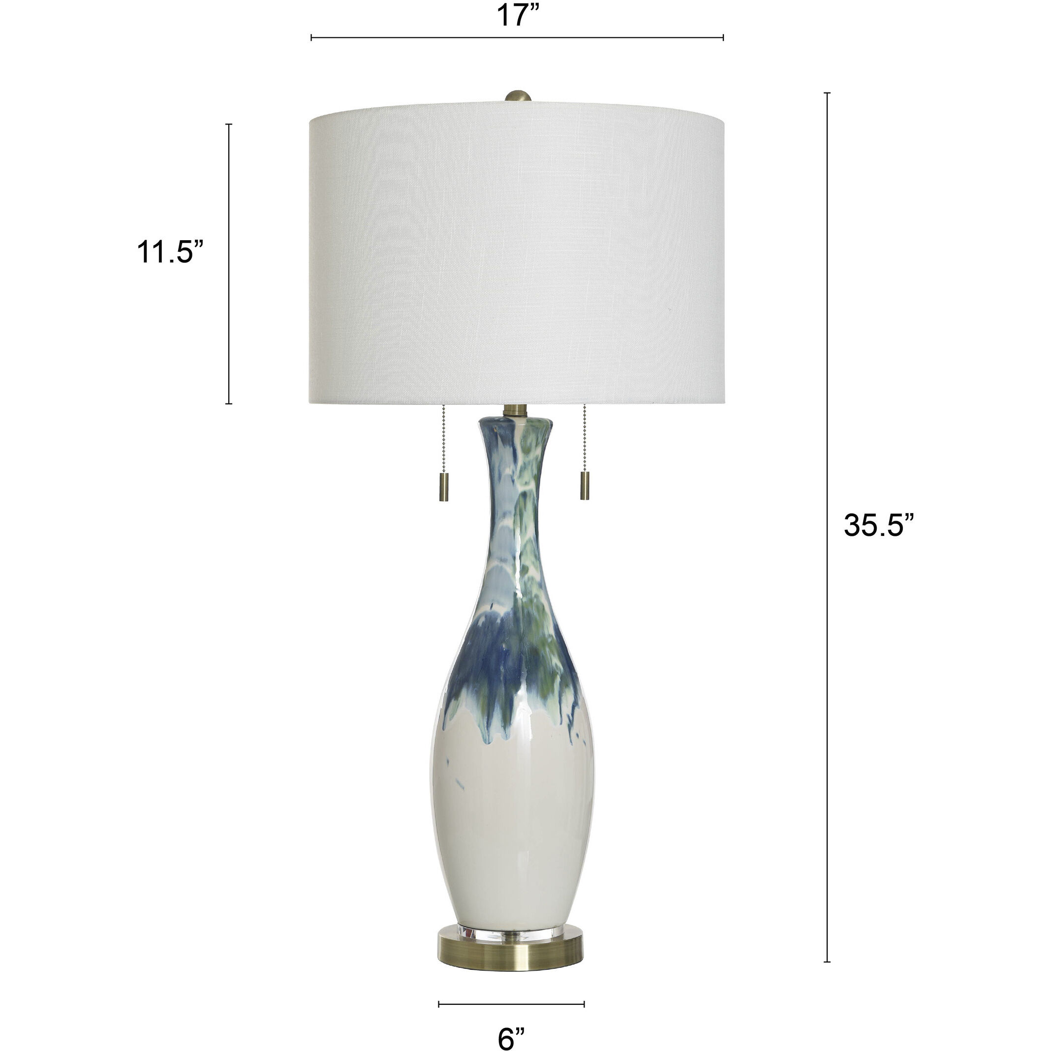 Cameron 35.5 inch 60.00 watt White and Blue and Green Table Lamp Portable Light
