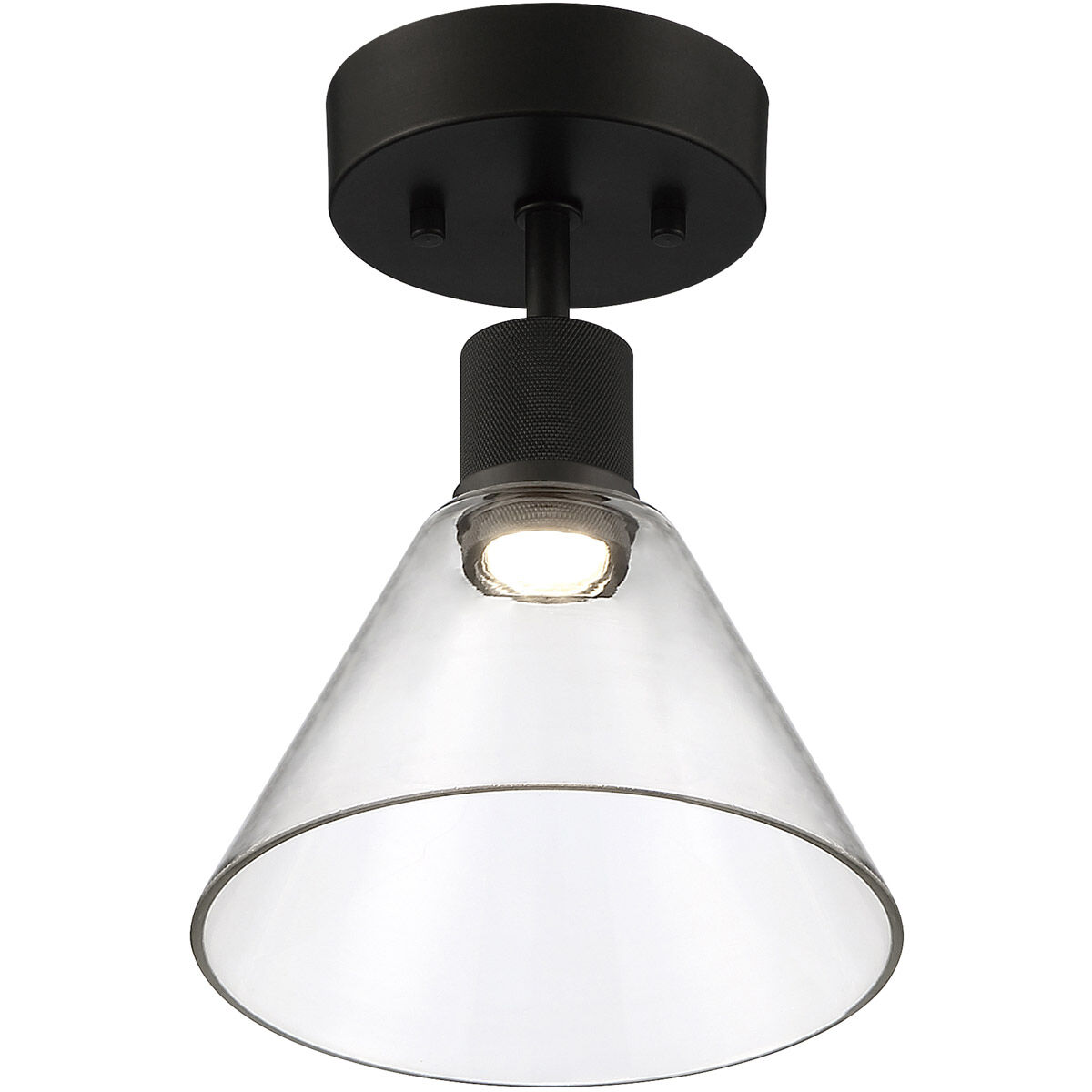 Port Nine LED 8 inch Matte Black Semi-Flush Ceiling Light in Clear