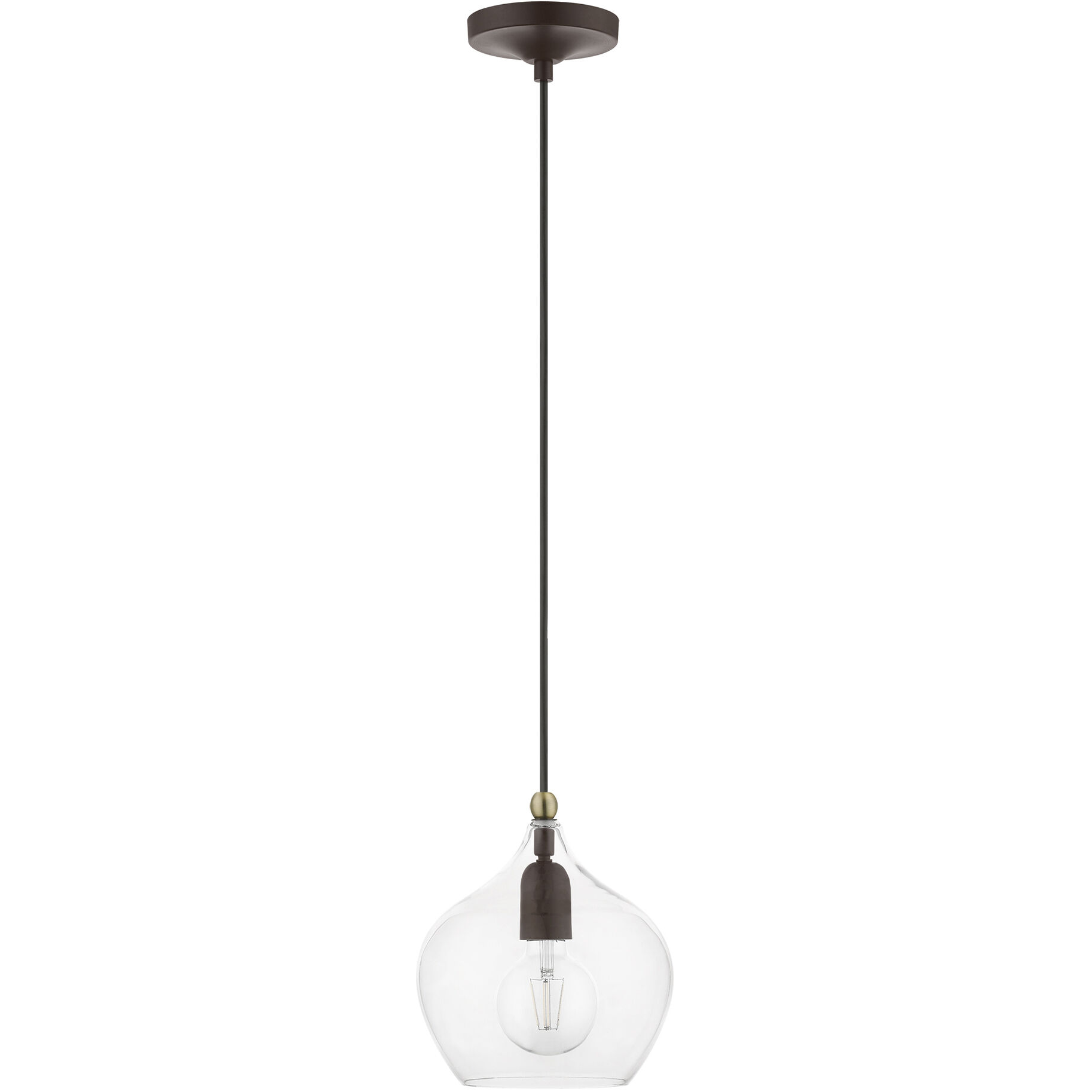 Aldrich 1 Light 8 inch Bronze with Antique Brass Accent Pendant Ceiling Light