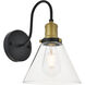 Histoire 1 Light 8 inch Brass and Black Wall Sconce Wall Light