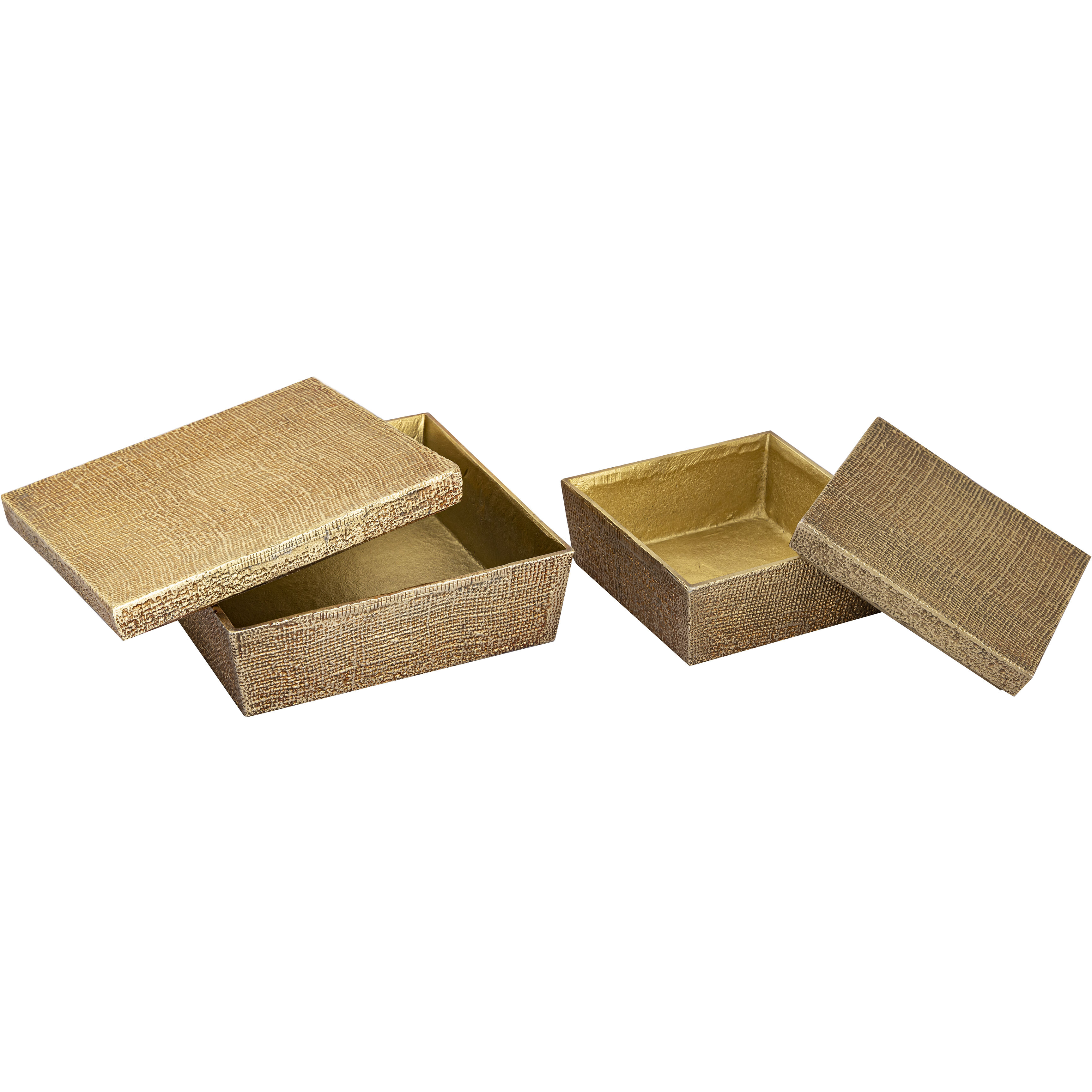 Square Linen 11 X 11 inch Antique Brass Box