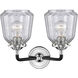 Nouveau Chatham 2 Light 14 inch Black Polished Nickel Bath Vanity Light Wall Light in Clear Glass, Nouveau