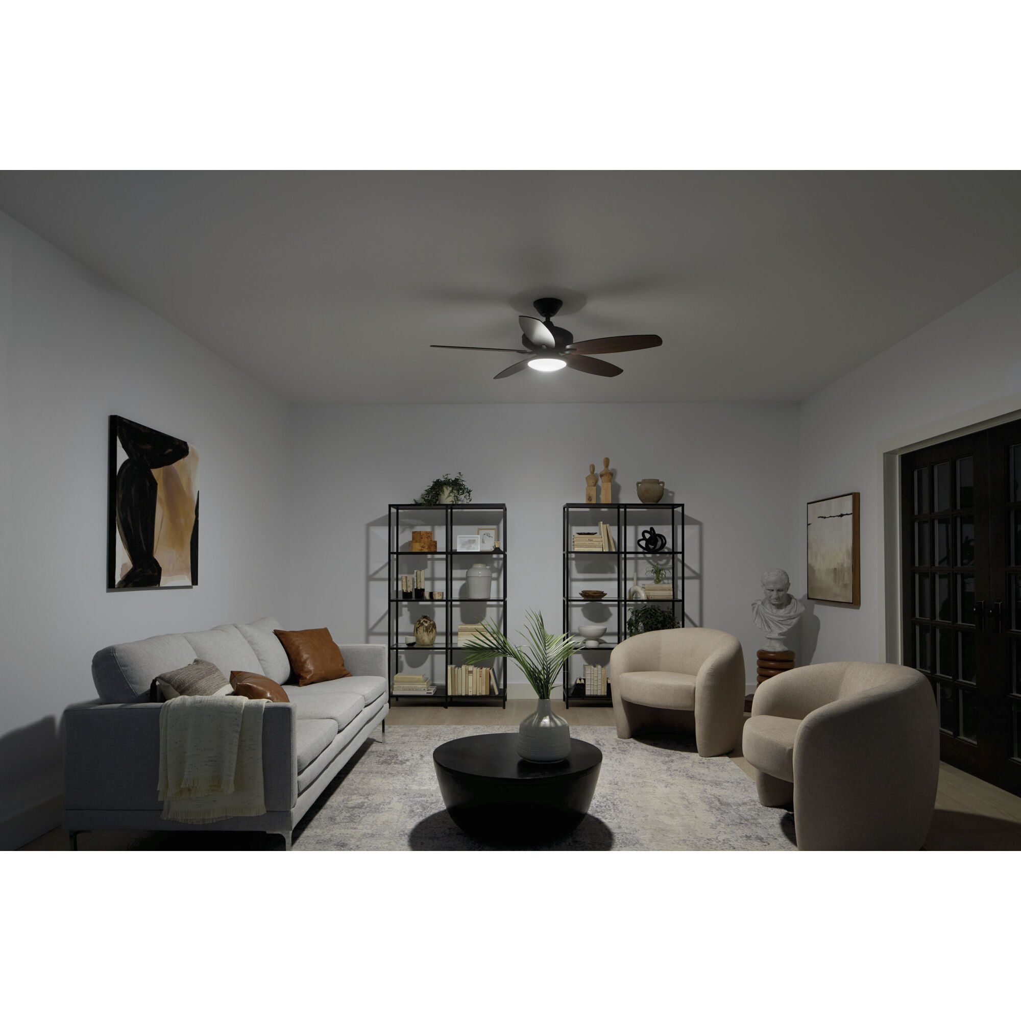 Renew Designer 52 inch Satin Natural Bronze with Walnut Blades Ceiling Fan