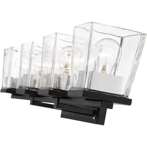 Bleeker Street 4 Light 33 inch Matte Black and Chrome Vanity Wall Light