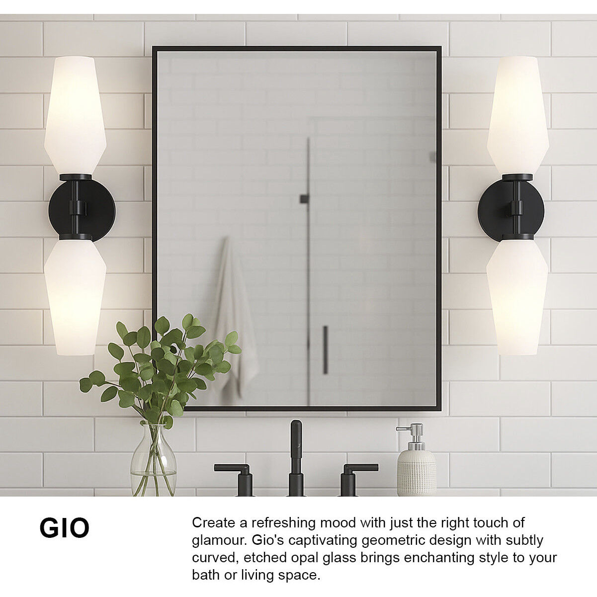 Gio Sconce Wall Light in Black, Large
