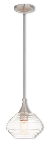 Art Glass 1 Light 8 inch Brushed Nickel Mini Pendant Ceiling Light