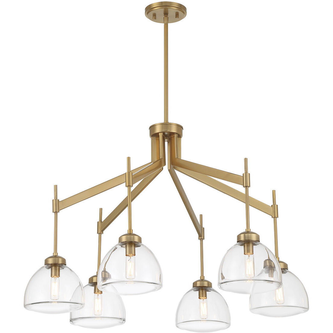 Corbin 6 Light 31.5 inch Warm Brass Chandelier Ceiling Light