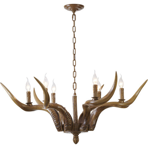 Canada 6 Light 35 inch Natural Horn Chandelier Ceiling Light