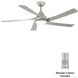 Transonic 56 inch Brushed Nickel with Silver Blades Ceiling Fan