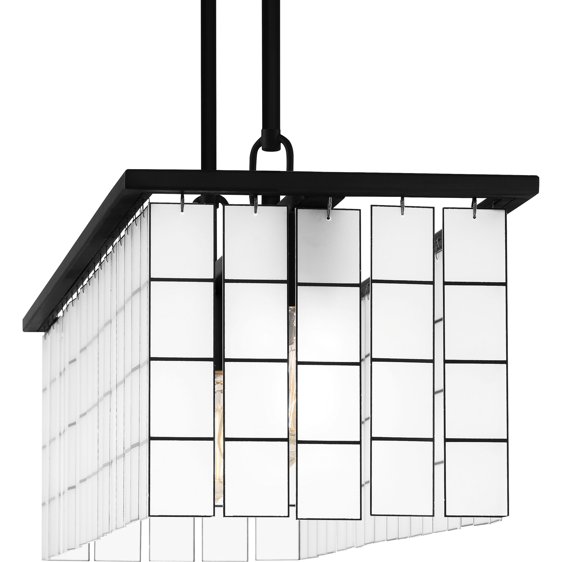Seigler 4 Light 34 inch Matte Black Island Light Ceiling Light in Etched Glass