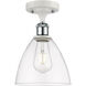 Ballston Dome LED 7.5 inch White and Polished Chrome Semi-Flush Mount Ceiling Light in Clear Glass