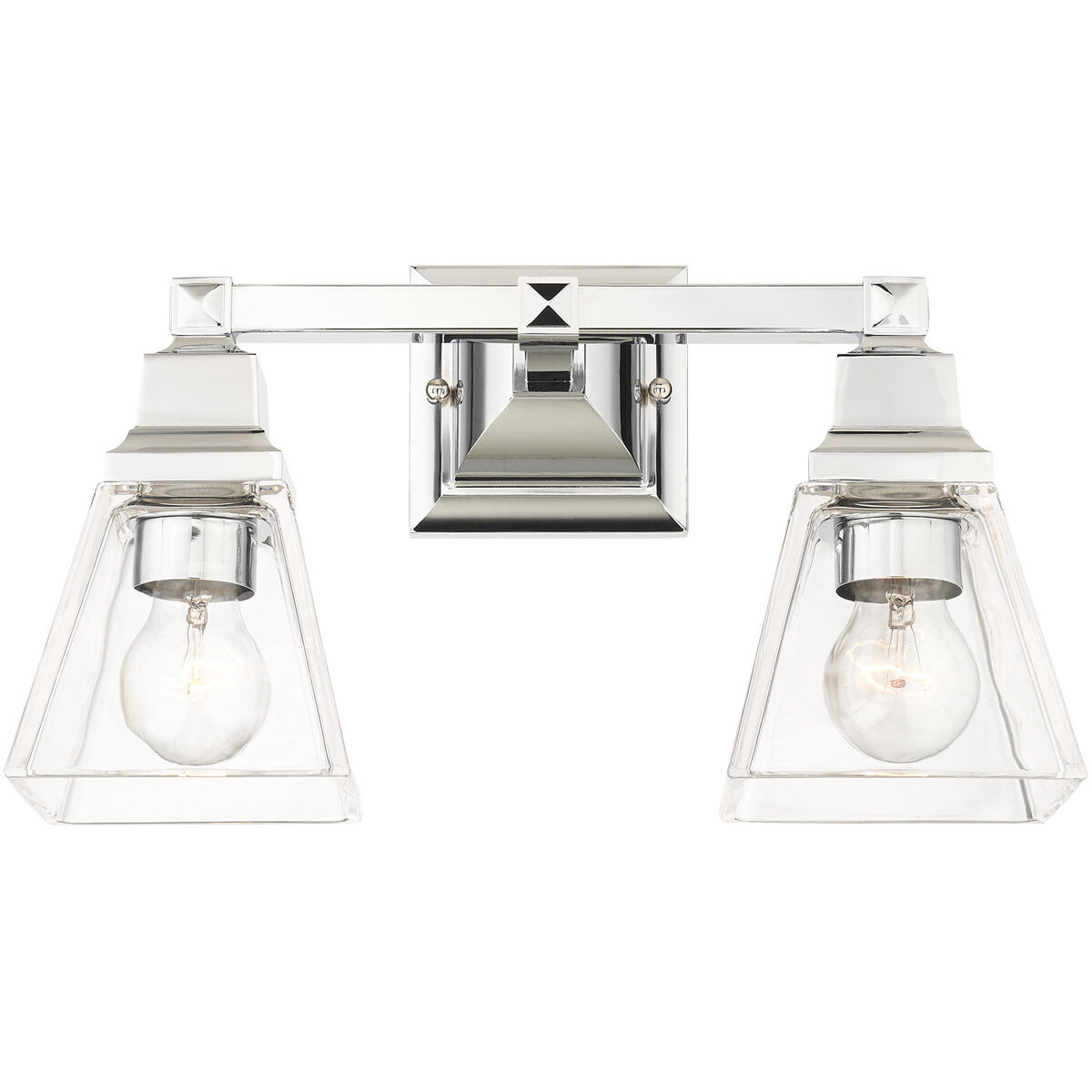 Mission 2 Light 15 inch Polished Chrome Vanity Sconce Wall Light
