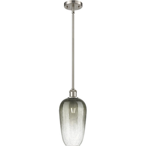Ballston Brookhaven Flute 1 Light 7 inch Brushed Satin Nickel Mini Pendant Ceiling Light in Slate Glass