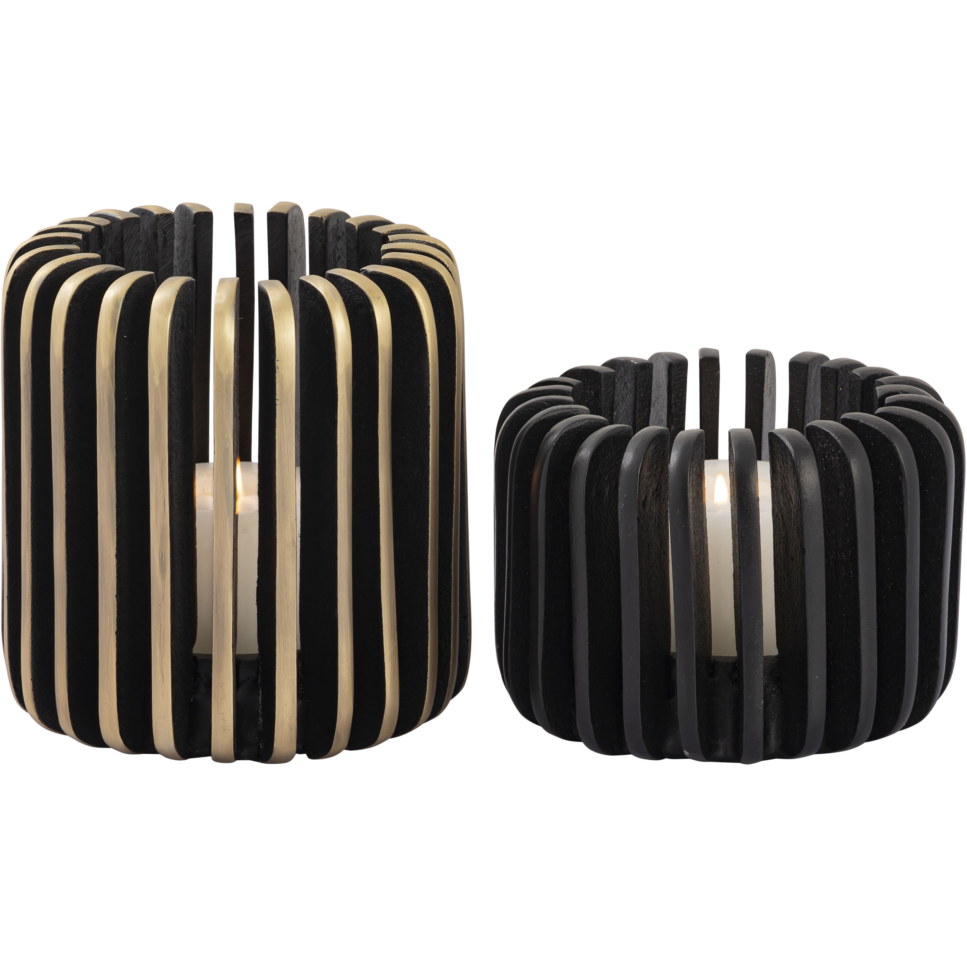 Louver 7 X 6.5 inch Candleholder in Antique Brass