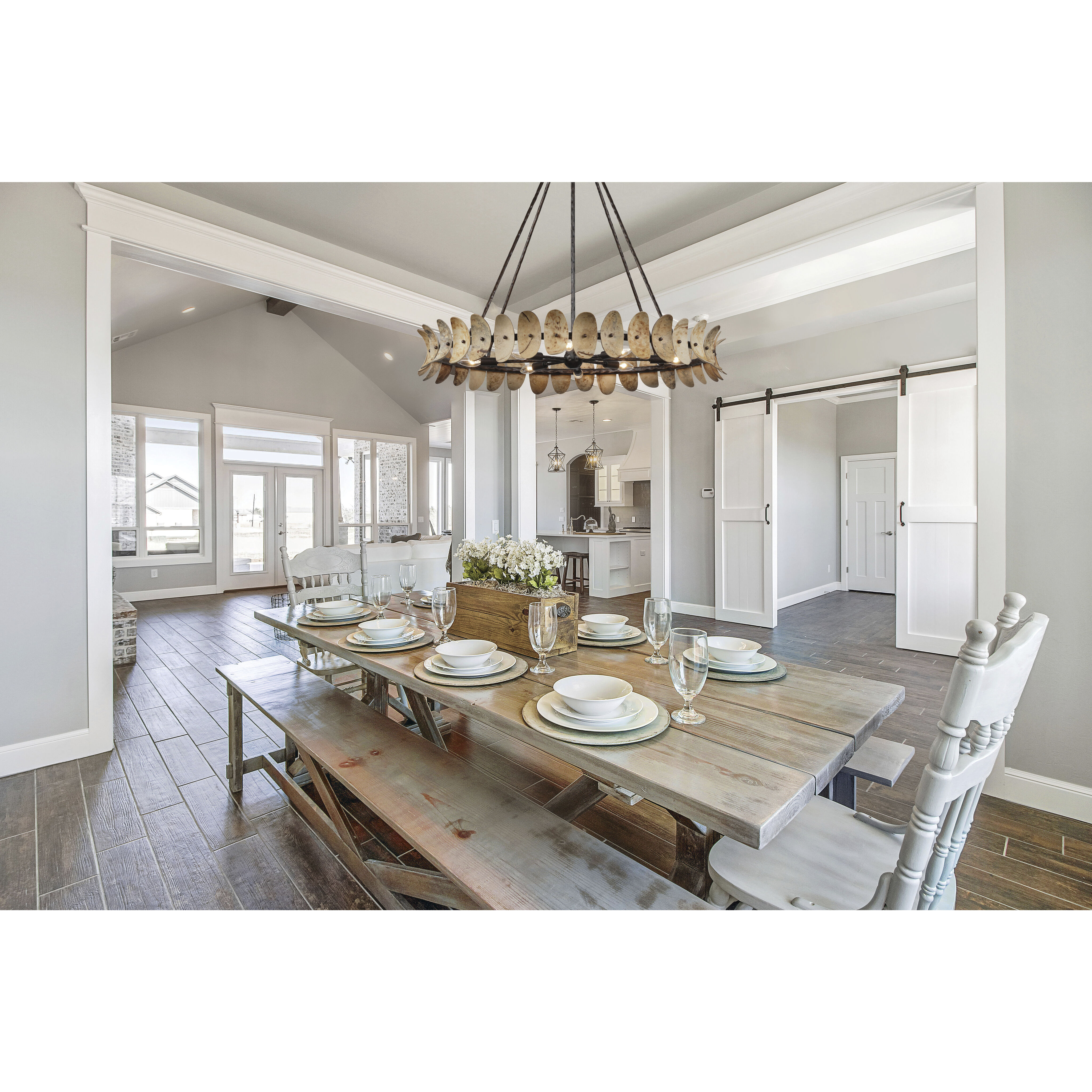 Monarch 8 Light 36 inch Champagne Mist with Coconut Shell Chandelier Ceiling Light