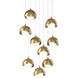 Brooklyn 9 Light 20.5 inch Modern Brass and Modern Brass Pendant Ceiling Light, Round