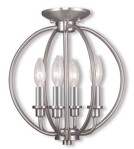 Milania 4 Light 13 inch Brushed Nickel Convertible Mini Chandelier/Ceiling Mount Ceiling Light
