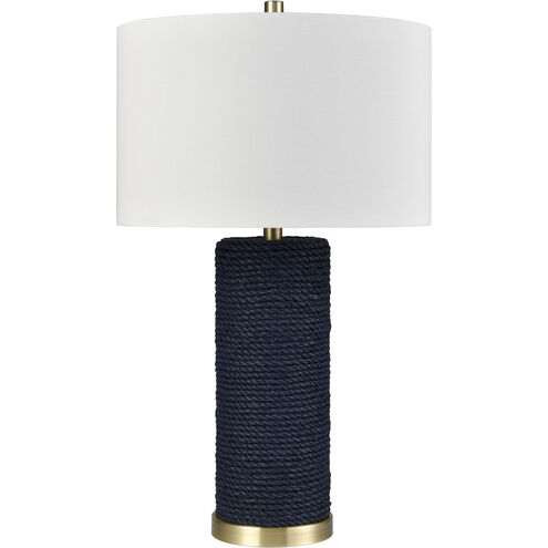 Sherman 27.5 inch 150.00 watt Navy with Antique Brass Table Lamp Portable Light