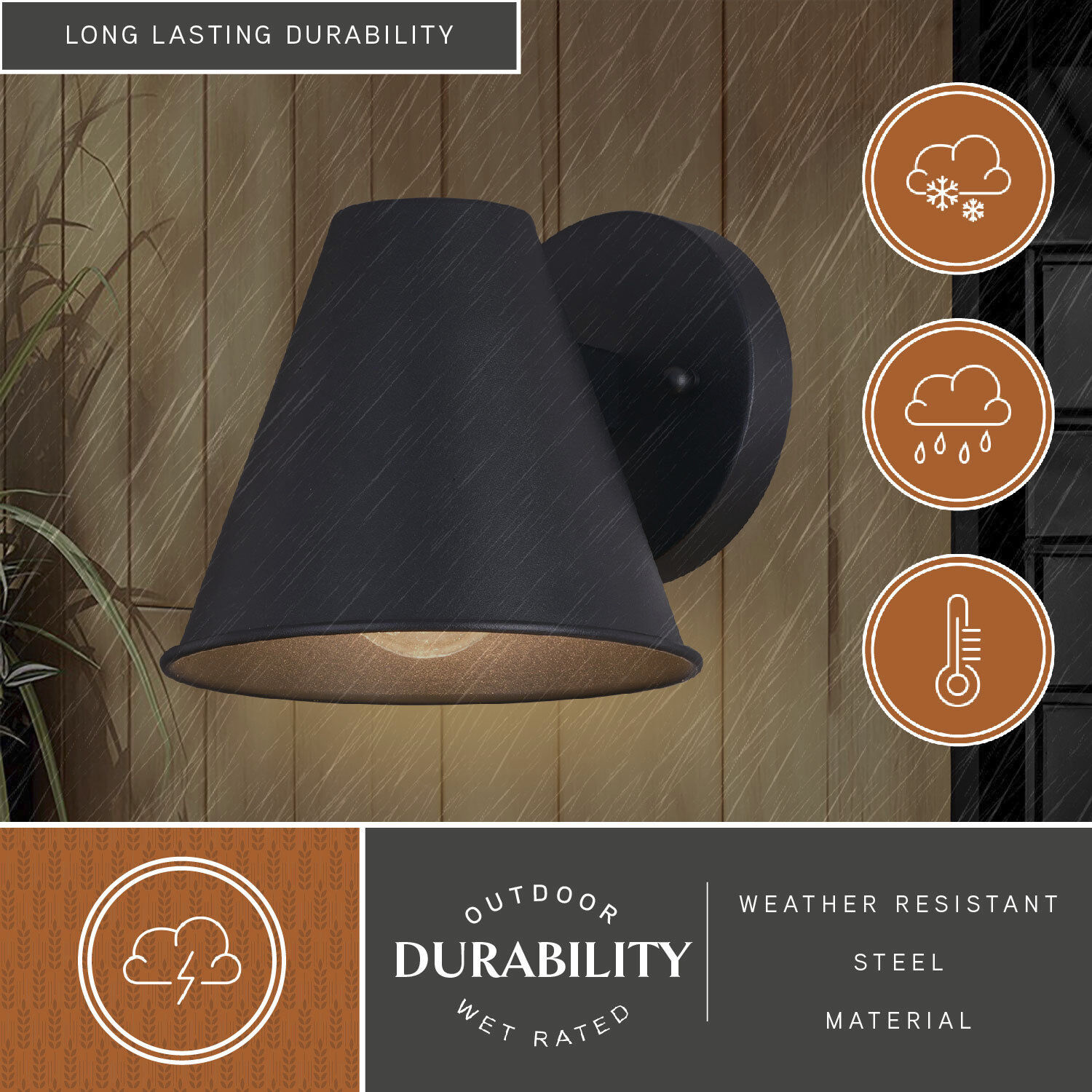 Smith LED 6.25 inch Textured Black Outdoor Wall