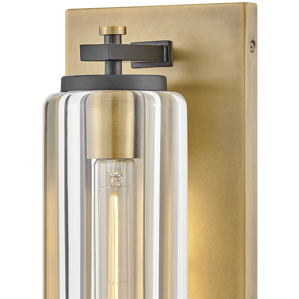 Lourde 1 Light 18 inch Heritage Brass with Black Outdoor Wall Mount
