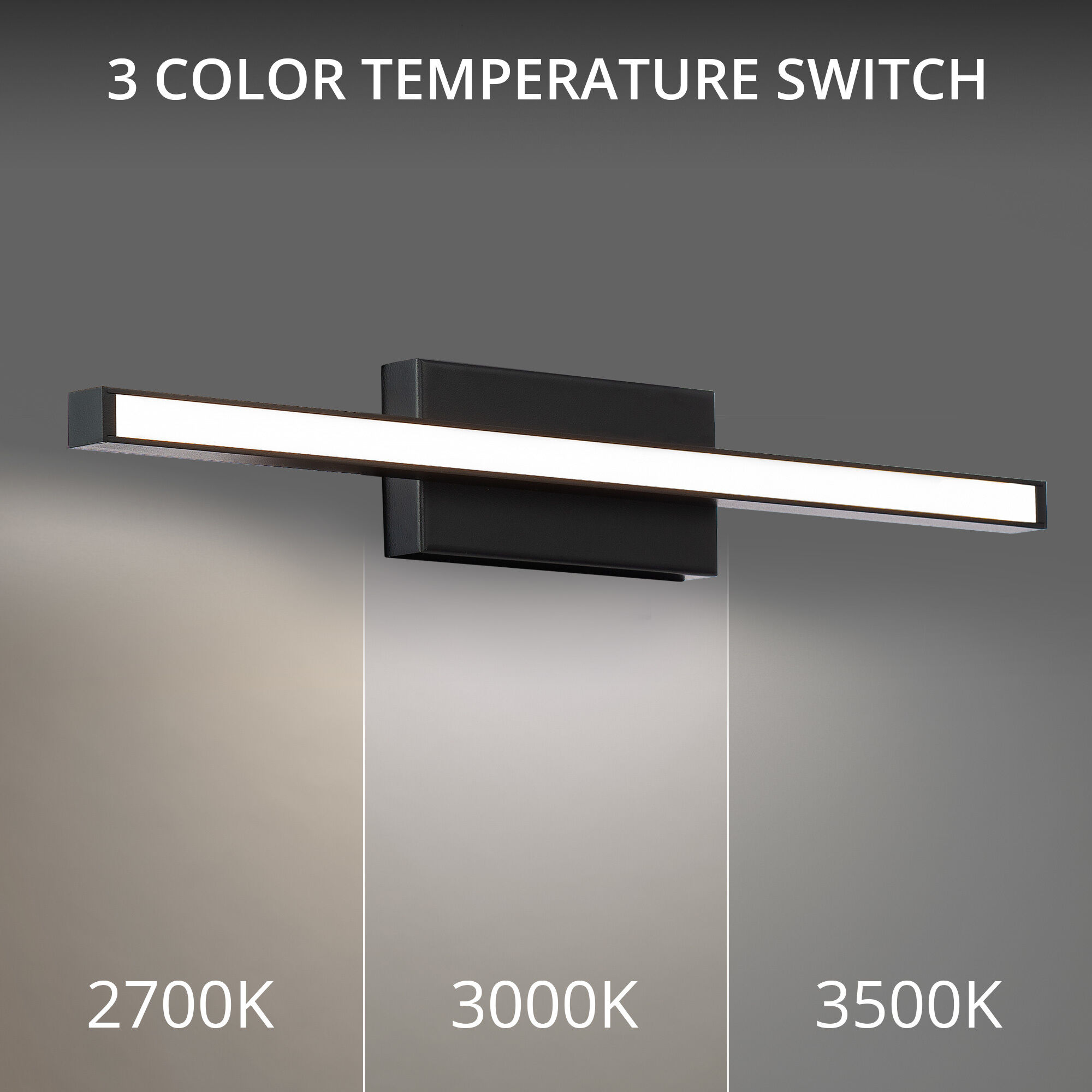 Parallax LED 24 inch Black Bath Vanity & Wall Light, dweLED