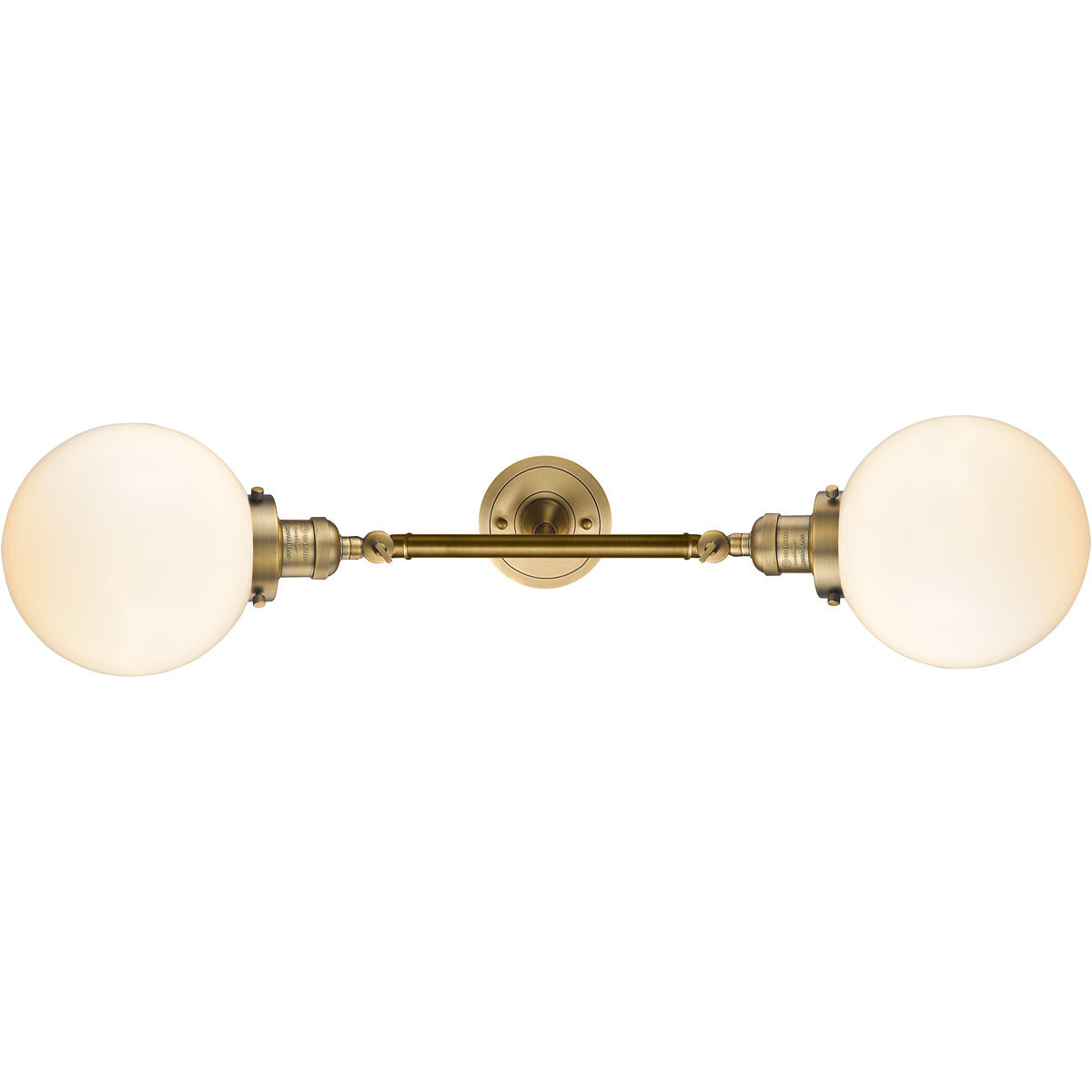 Franklin Restoration Large Beacon LED 19 inch Brushed Brass Bath Vanity Light Wall Light in Matte White Glass, Franklin Restoration