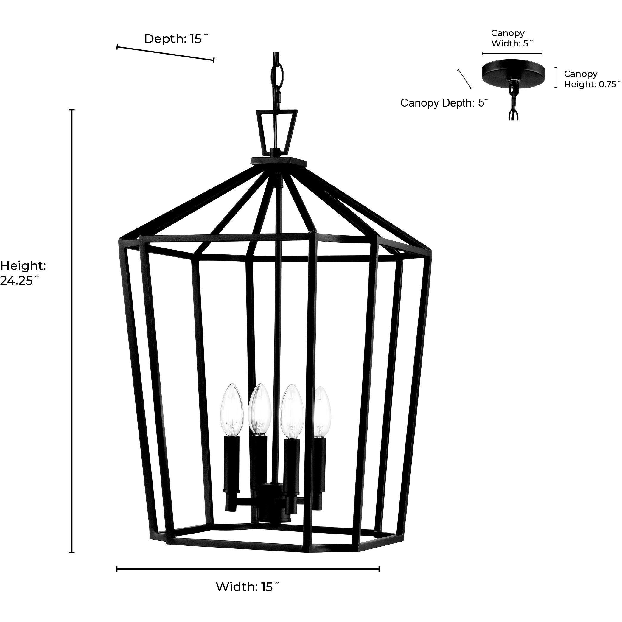 Hylena 4 Light 15 inch Textured Black Pendant Ceiling Light