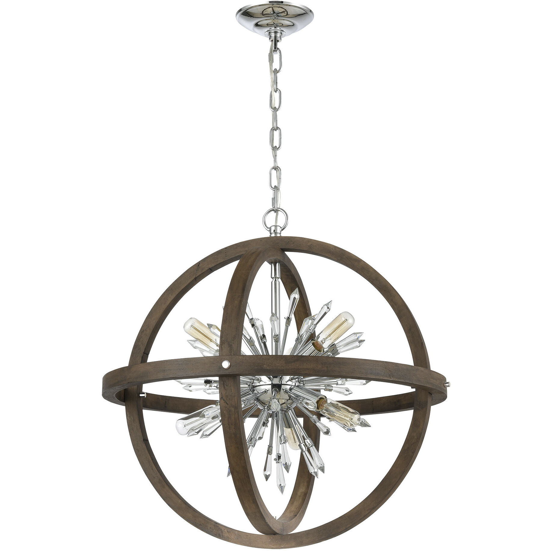 Morning Star 10 Light 30 inch Aged Fir with Chrome Chandelier Ceiling Light