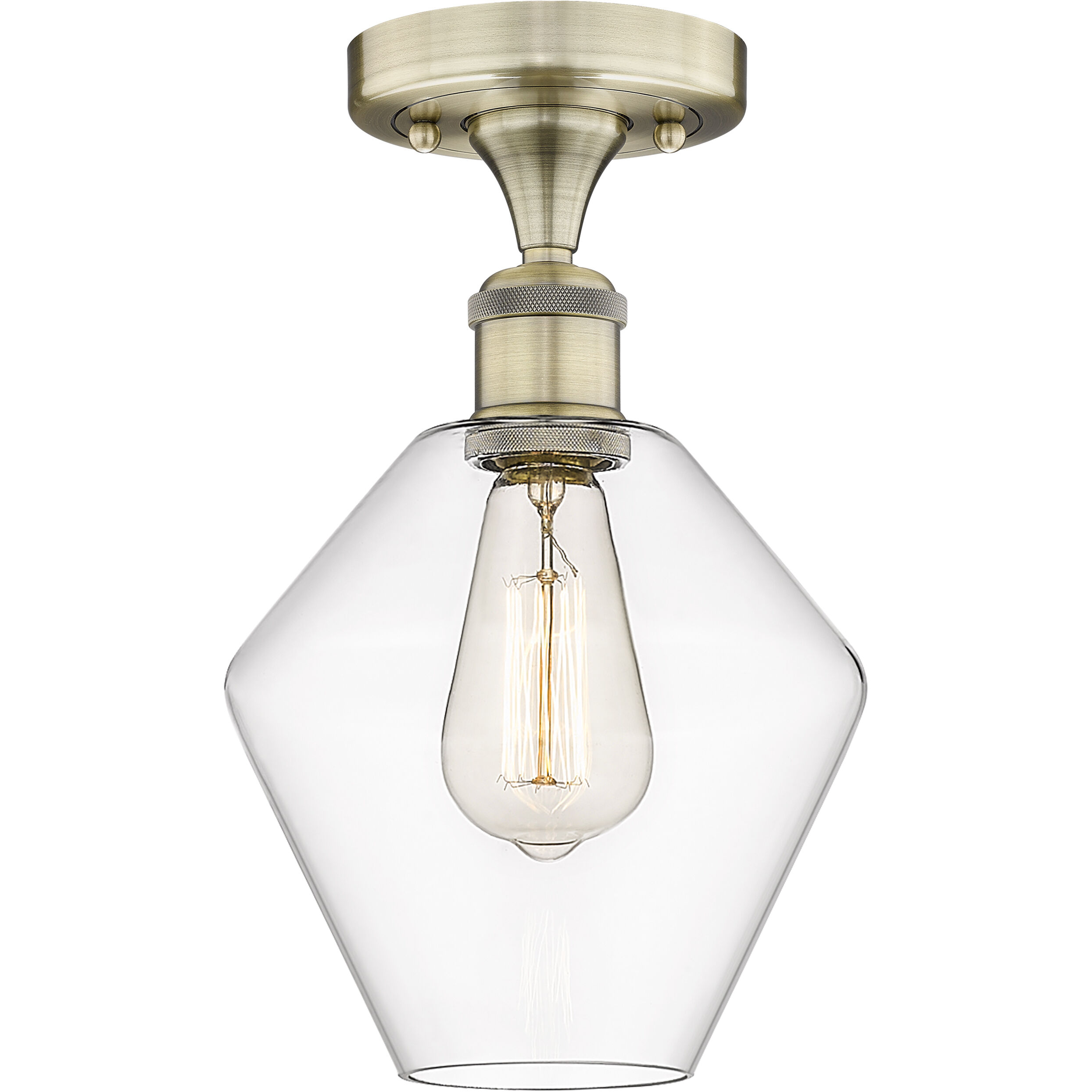 Cindyrella 1 Light 8 inch Antique Brass Semi-Flush Mount Ceiling Light