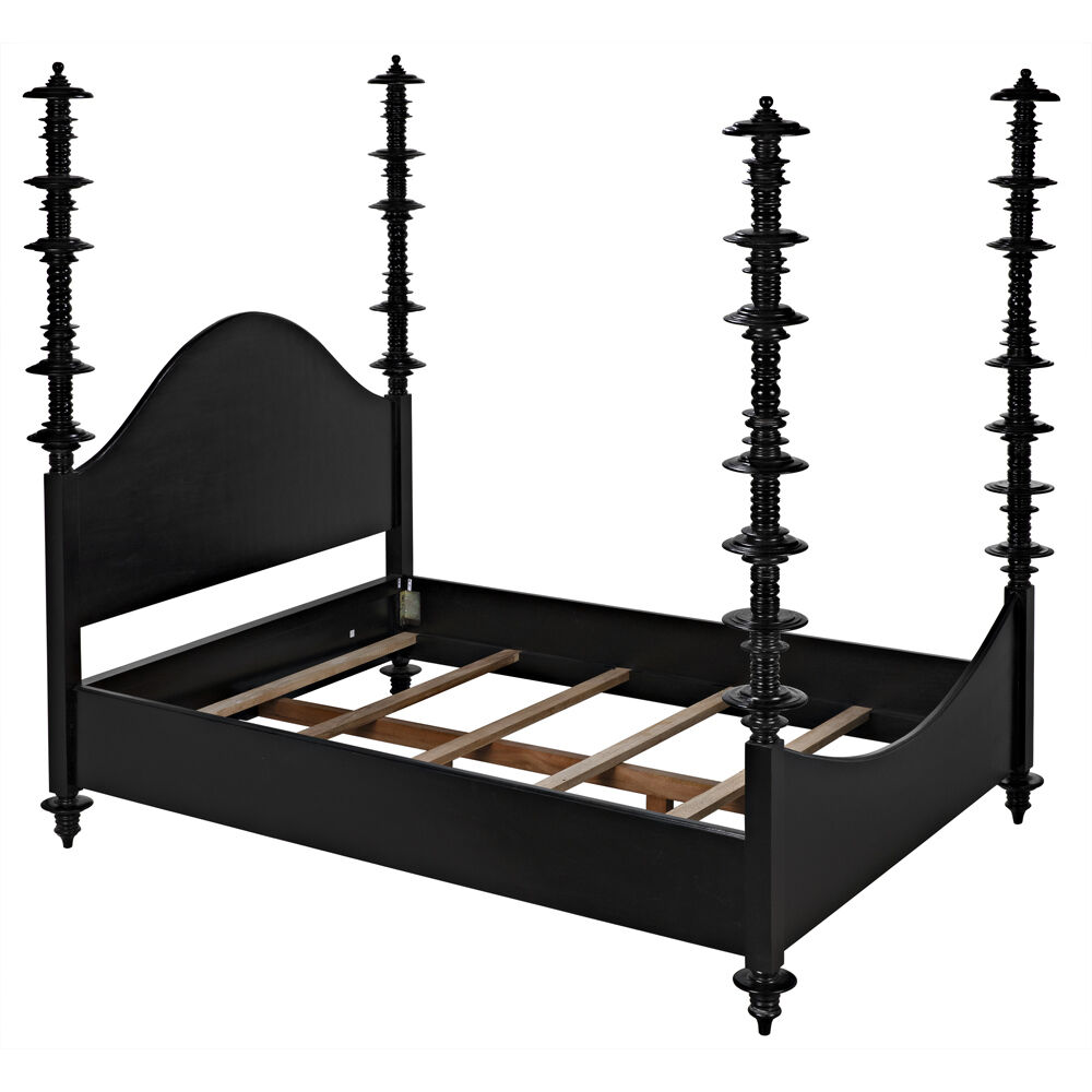 Ferret Hand Rubbed Black Bed, Queen