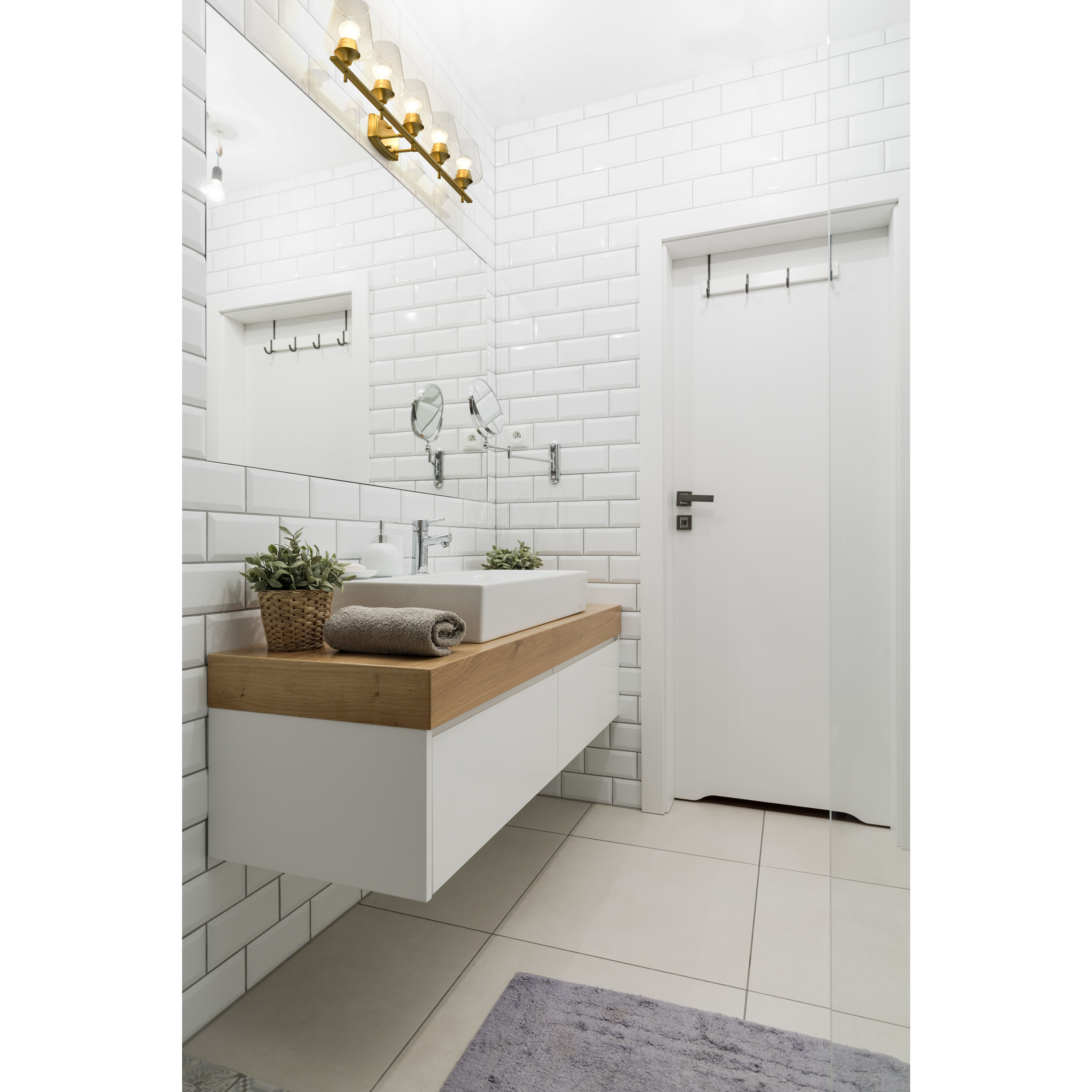 Joliet 5 Light 38 inch Olde Brass Vanity Wall Light