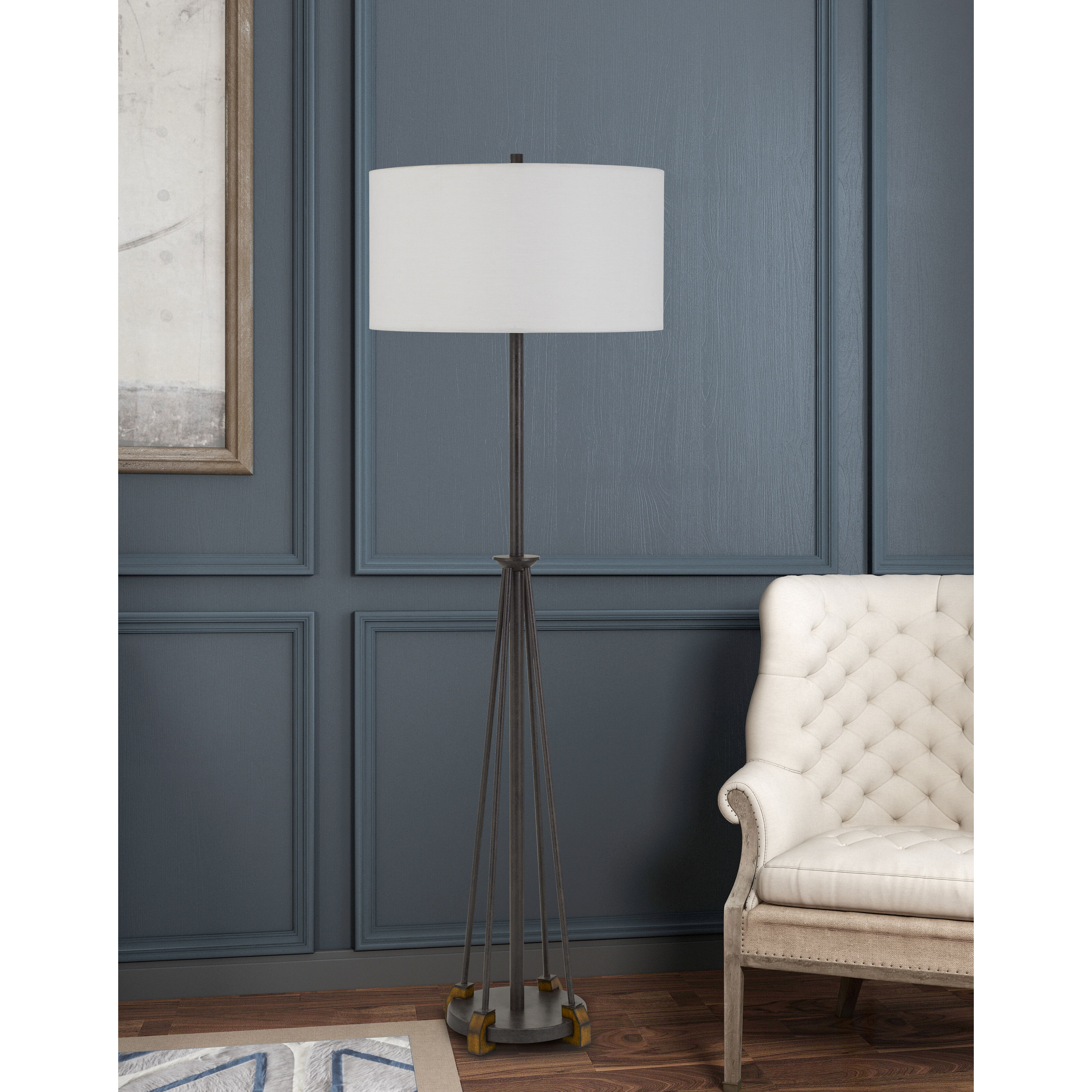 Bellewood 61 inch 150 watt Textured Bronze with Wood Floor Lamp Portable Light