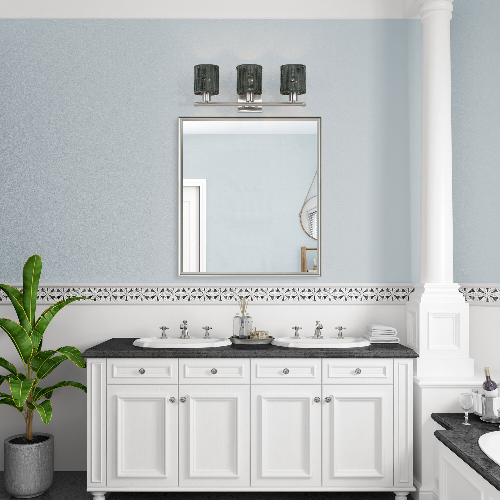 Weavington 3 Light 23.5 inch Brushed Nickel Vanity Wall Sconce Wall Light