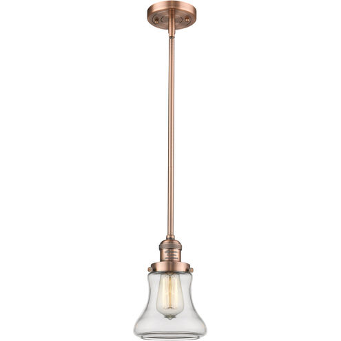 Franklin Restoration Bellmont LED 7 inch Antique Copper Mini Pendant Ceiling Light in Clear Glass, Franklin Restoration