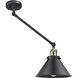 Briarcliff 21 inch 100 watt Black Antique Brass Swing Arm Wall Light in Matte Black, Franklin Restoration