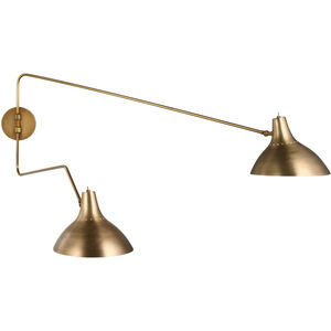 AERIN Charlton 52 inch 40.00 watt Hand-Rubbed Antique Brass Double Wall Light, Large