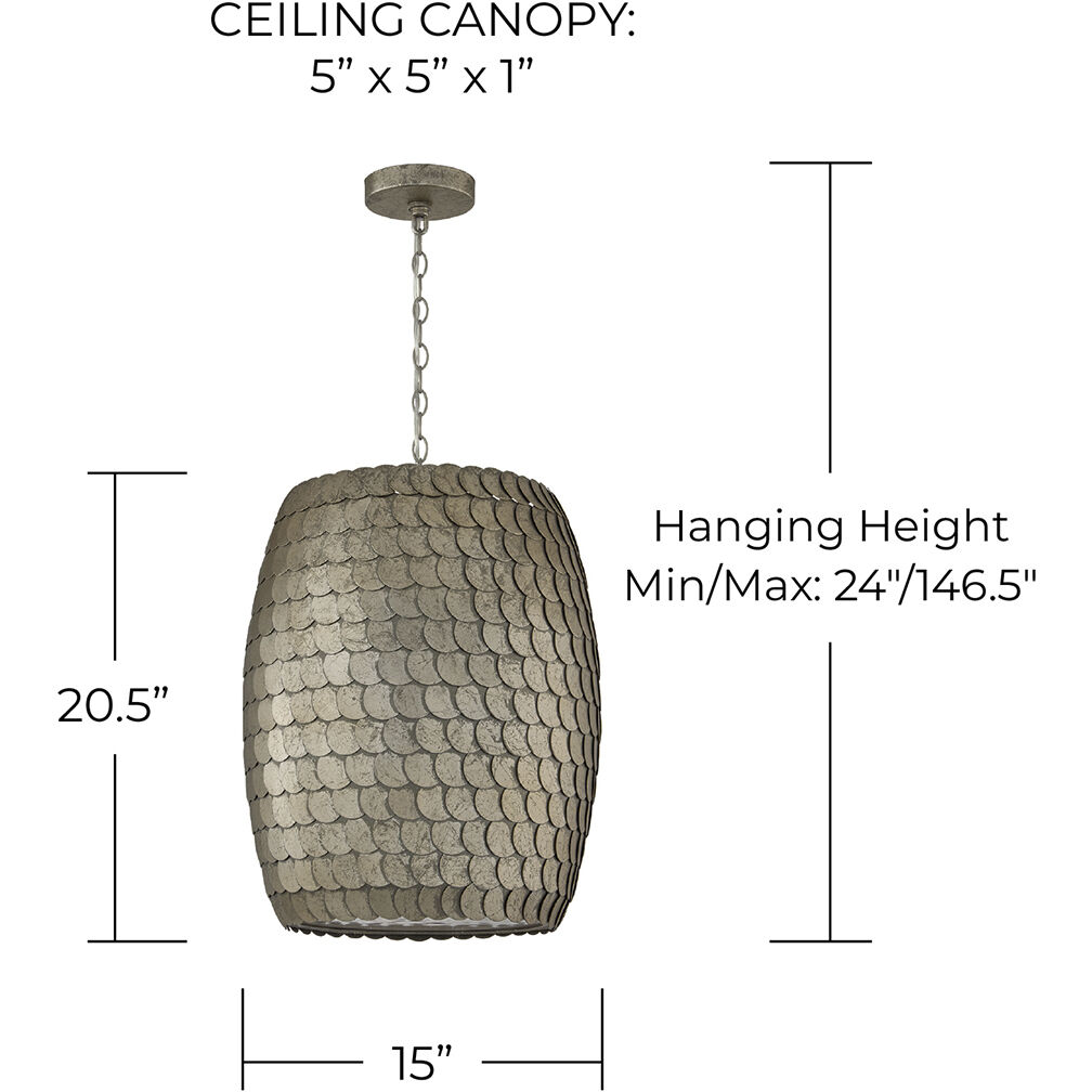 Delphine 1 Light 15 inch Grecian Luster Pendant Ceiling Light