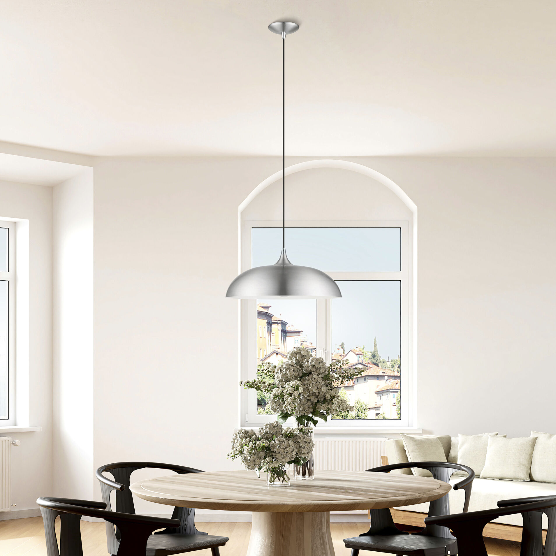 Amador 1 Light 18 inch Brushed Aluminum with Polished Chrome Accents Pendant Ceiling Light