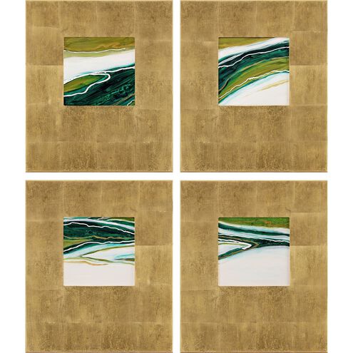 Abstract Collection Hand Painted Wood with Gold Leaf Wall Sculpture