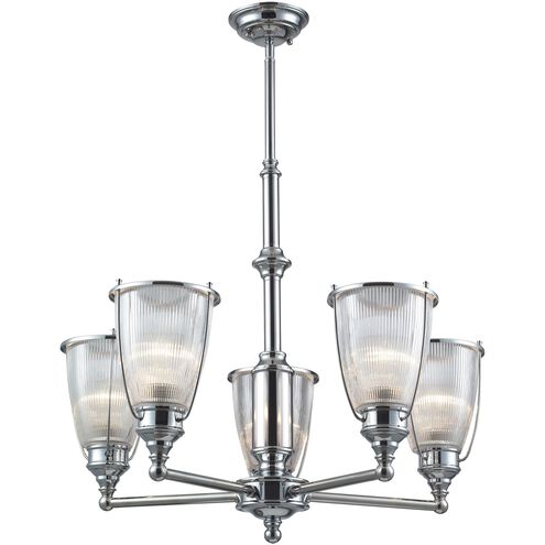 Halophane 5 Light 26 inch Polished Chrome with Clear Chandelier Ceiling Light