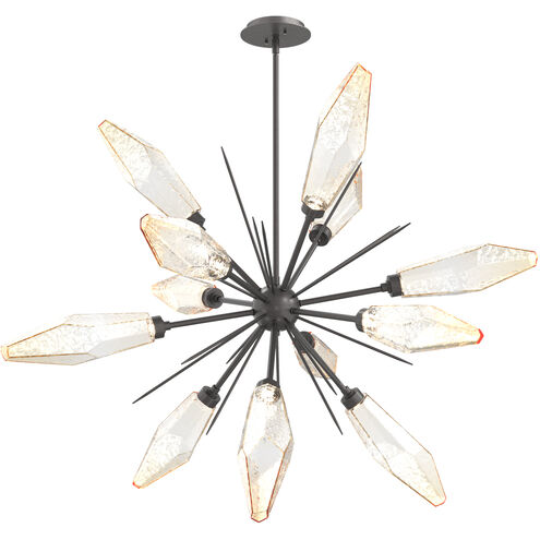Rock Crystal LED 38.1 inch Graphite Chandelier Ceiling Light in 3000K LED, Chilled Amber, Starburst