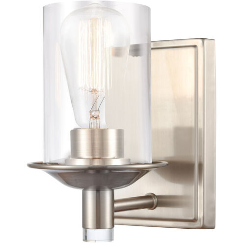 Manhattan 1 Light 5 inch Satin Nickel Bath Vanity Light Wall Light in Clear Glass