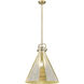 Downtown Urban Newton Cone 1 Light 18 inch Brushed Brass Pendant Ceiling Light in Mercury