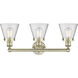 Cone 3 Light 24.5 inch Antique Brass Bath Vanity Light Wall Light in Seedy