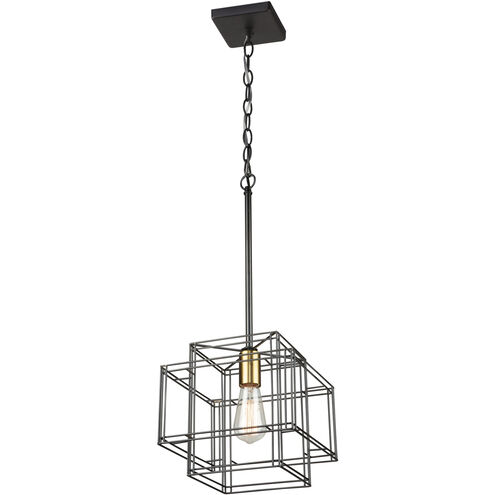 Artisan 1 Light 9.3 inch Black and Brushed Brass Down Pendant Ceiling Light