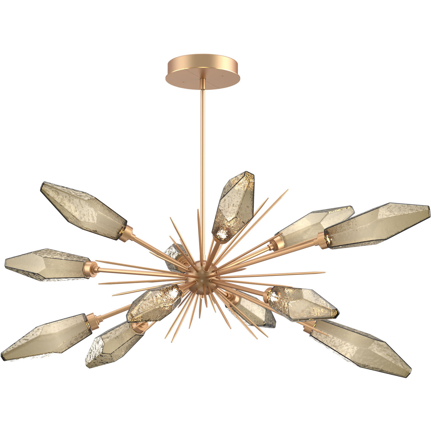 Rock Crystal LED 53.4 inch Novel Brass Linear Pendant Ceiling Light in Chilled Bronze, 2700K LED, Oval Starburst