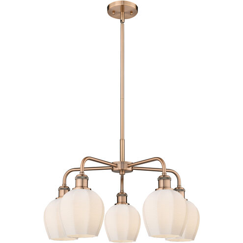 Norfolk 5 Light 23.75 inch Antique Copper Chandelier Ceiling Light in Matte White