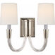 Thomas O'Brien Vivian 2 Light 13.5 inch Polished Nickel Double Sconce Wall Light in Linen