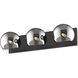 Alora Mood Willow 3 Light 22.63 inch Matte Black Bath Vanity Light Wall Light in Smoke Glass