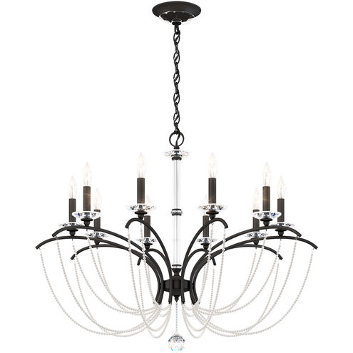 Priscilla 10 Light Black Chandelier Ceiling Light in Black Matte, White Pearl, Adjustable Height